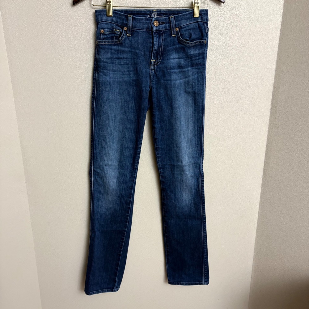 7 For All Mankind Karah‎ Straight Leg Jeans 25 Dark Wash Stretch Denim